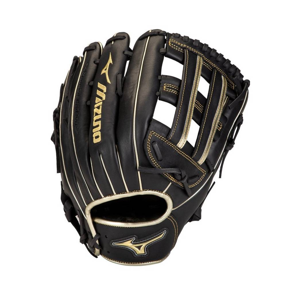 Mens Mizuno MVP Prime SE Slowpitch 13" Softball Gloves Black/Gold Philippines (EHFLSV028)